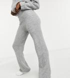 Asos Design Tall Wide Leg Pant Set In Gray Heather Rib-grey