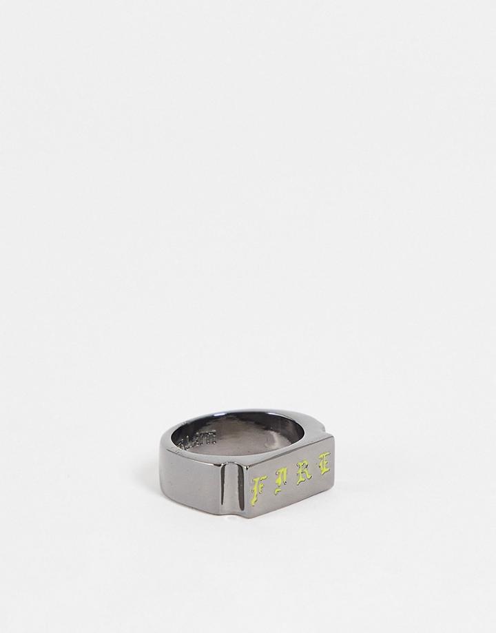 Wftw Fire Signet Ring In Gunmetal-silver
