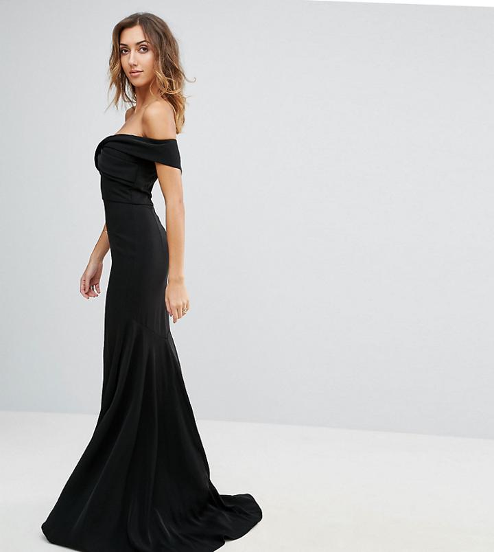Jarlo Tall Off Shoulder Overlay Maxi Dress - Black