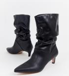 Stradivarius Point Toe Slouch Boot-black