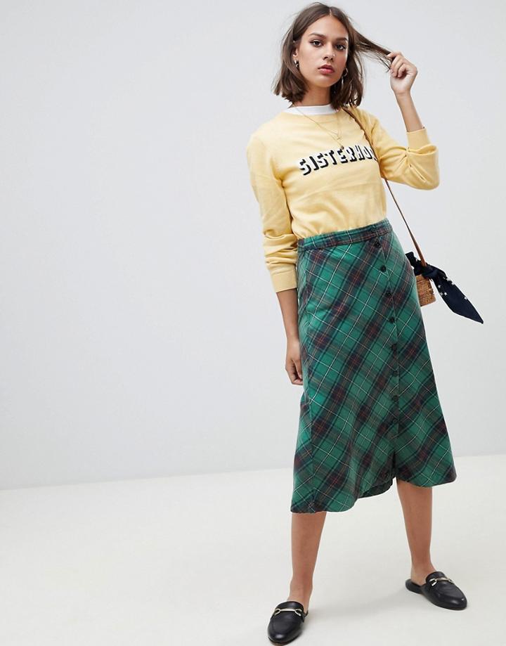 Leon & Harper Jordie Checked Skirt - Green