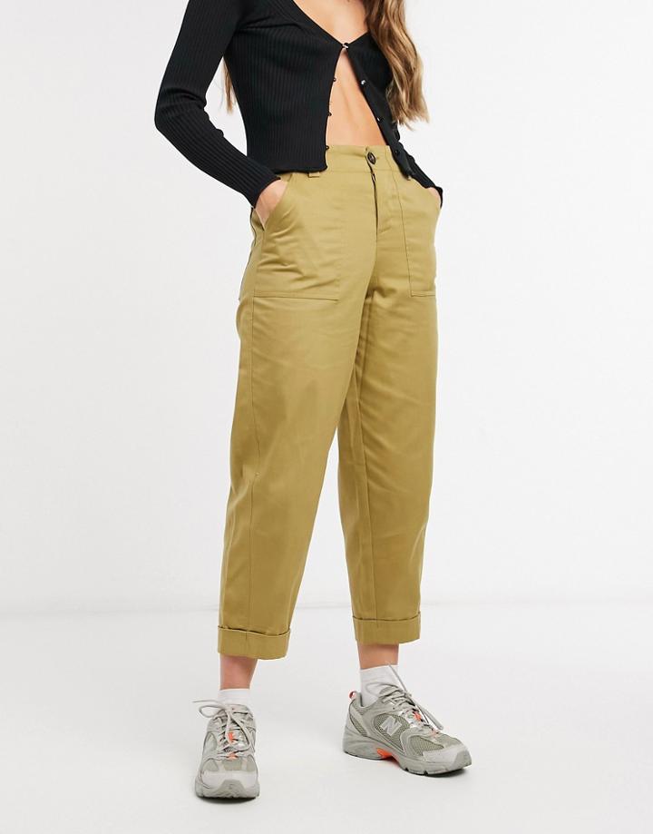 Asos Design Relaxed Combat Pants In Olive-green