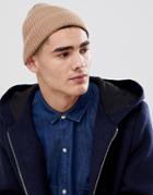 Asos Design Fisherman Beanie In Stone Recycled Polyester - Stone