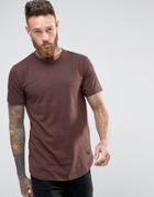 Only & Sons Longline T-shirt With Raised Print Splats - Red