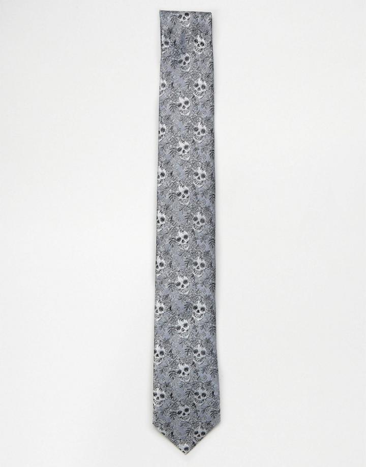 Noose & Monkey Tie In Skull - Silver