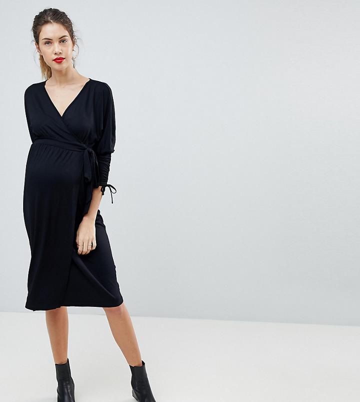Asos Maternity Nursing Batwing Wrap Dress - Black