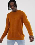 Asos Design Textured Knit Sweater In Tan - Tan