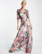 Hope & Ivy Frankie Polyester Wrap Maxi Dress In Pink - Pink