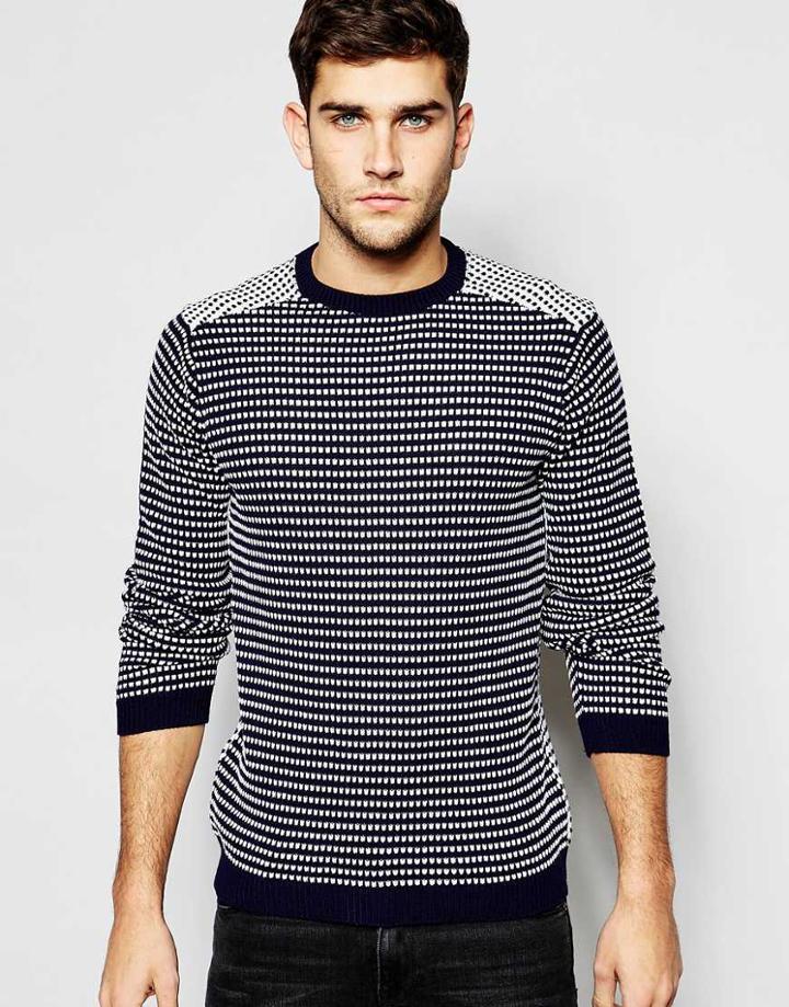 Asos Sweater With Contrast Back - Navy