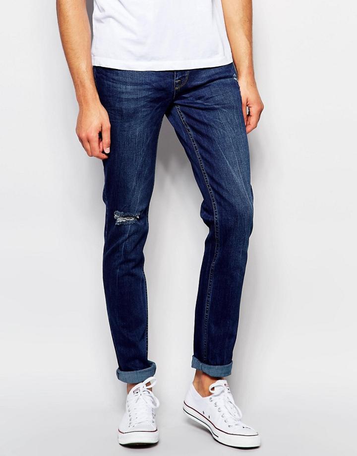 Kubban Ragging Wash Skinny Jean - Blue