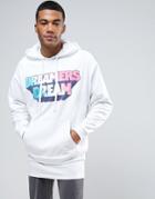 Asos Oversized Hoodie With Rainbow Text - White