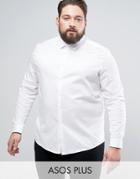 Asos Plus Skinny Twill Shirt In White - White