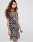 Rd & Koko Floral Lace Shift Dress With Contrast Lining - Black