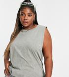 Asos Design Curve Tank With Dropped Armhole In Washed Khaki-green