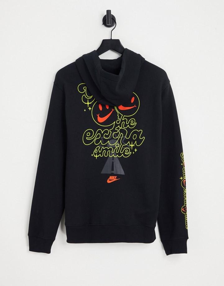 Nike Go The Extra Smile Pack Graphic Fleece Hoodie In Black
