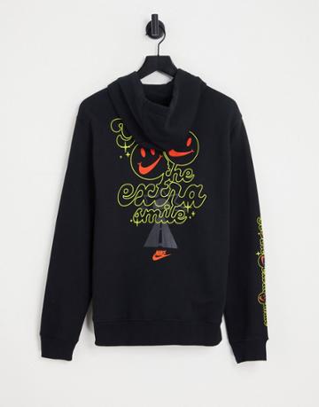 Nike Go The Extra Smile Pack Graphic Fleece Hoodie In Black