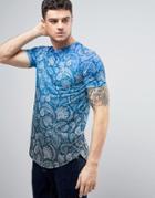 Devote T-shirt In Blue Fade With Paisley Print - Blue