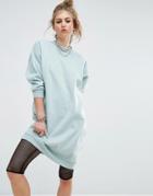 Noisy May Longline Sweat Dress - Blue