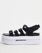 Nike Icon Classic Platform Sandals In Black And White