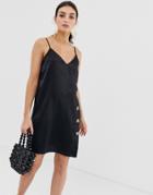 River Island Cami Dress With Buttons In Black