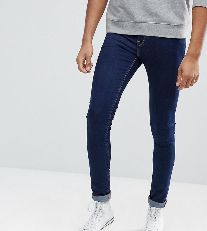 Asos Tall Extreme Super Skinny Jeans In Raw Blue - Blue
