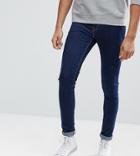 Asos Tall Extreme Super Skinny Jeans In Raw Blue - Blue