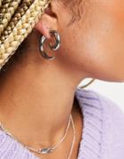 Asos Design Front And Back Earrings In Swirl-silver