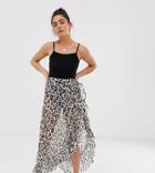 New Look Beach Skirt In Animal Print - White