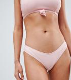 Peek & Beau High Leg Bikini Bottom In Powder Pink Rib - Pink