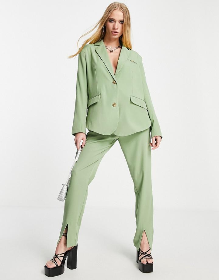 4th & Reckless Pants With Front Spilt In Green - Part Of A Set