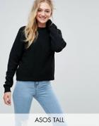 Asos Tall Sweater In Fluffy Yarn With Crew Neck - Black