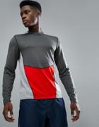 New Look Sport Long Sleeve Top With Panel In Dark Gray - Gray