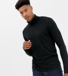 Selected Homme Roll Neck Long Sleeve Top - Black