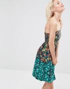 Lavand Floral Strapless Mini Dress - Unique