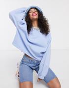 Noisy May Oversized Balloon Sleeve Sweatshirt In Blue-purple
