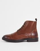 Topman Brown Real Leather Orbis Boots