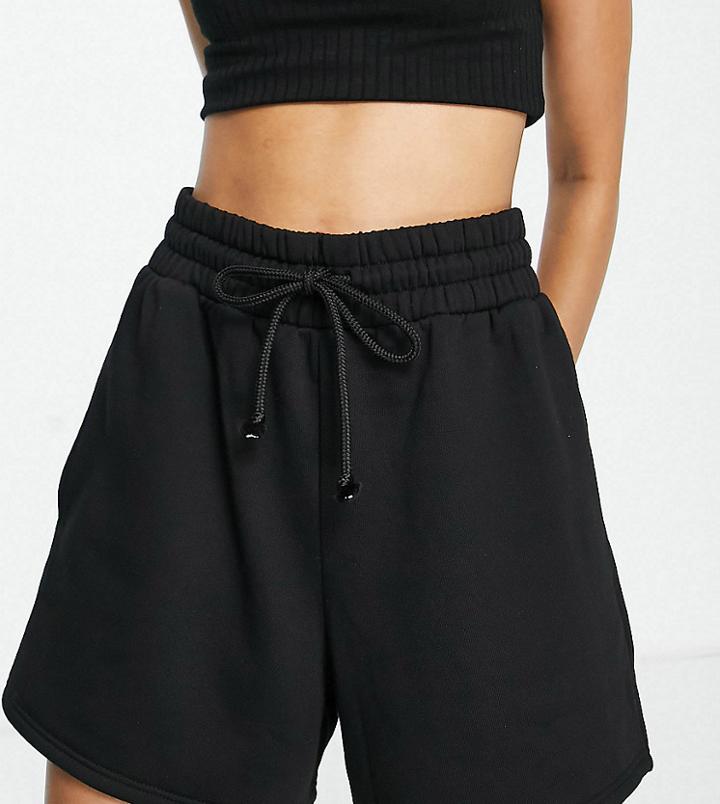 Topshop Petite Sweat Short In Black