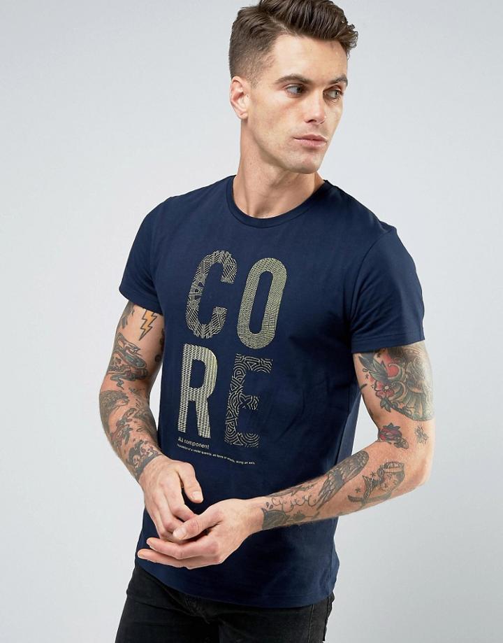 Jack & Jones T-shirt With Chest Print - Navy