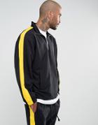 Granted Overhead Windbreaker Jacket In Black With Quarter Zip - Black