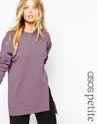 Asos Petite Longline Sweatshirt With Split Front - Lilac