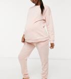 Asos Design Maternity Basic Sweatshirt & Sweatpants Set In Pink