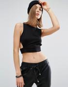 Noisy May Cut Out Sweat Top - Black