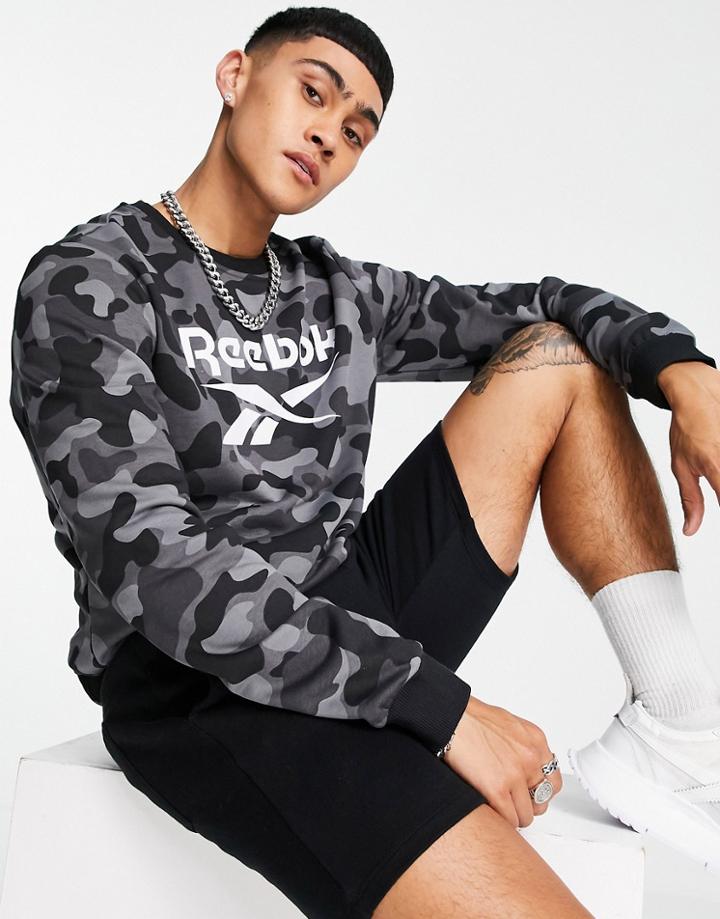 Reebok Camo All Over Print Sweatshirt In Black