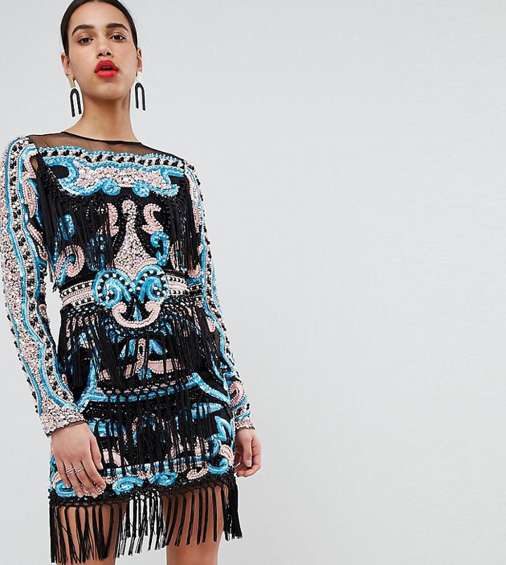 A Star Is Born Heavy Crochet Dress With Statement Shoulders - Multi