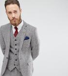 Heart & Dagger Harris Tweed Slim Suit Jacket In Dogstooth - Gray