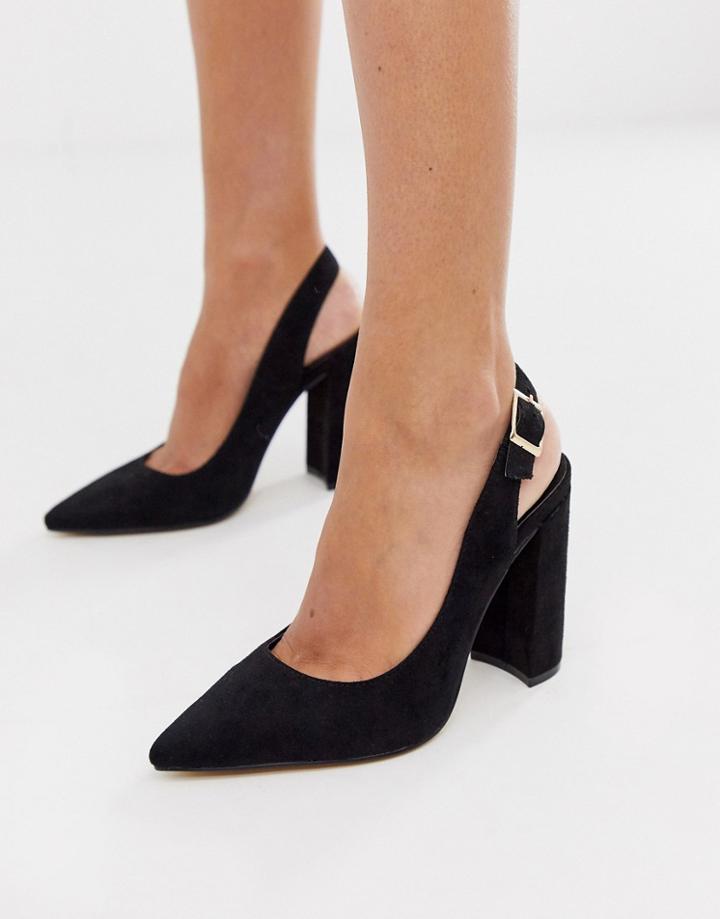 London Rebel Pointed Slingback Heeled Shoes In Black