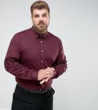 Asos Plus Slim Shirt In Burgundy - Black