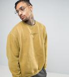 Mennace Embroidered Logo Sweatshirt In Washed Mustard - Yellow