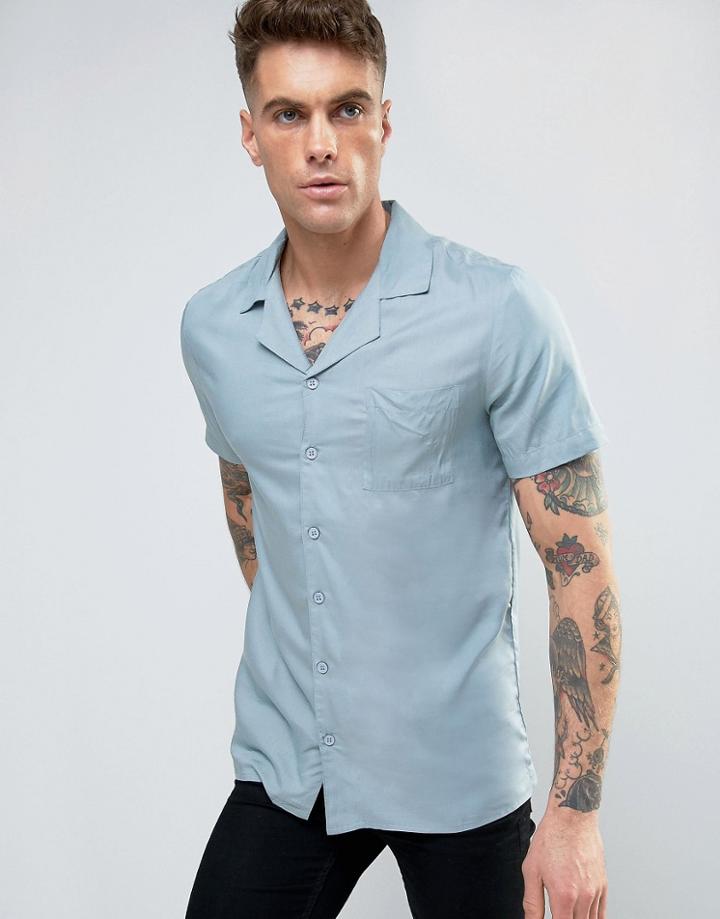 Another Influence Revere Collar Shirt - Blue