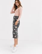 Nobody's Child Tie Detail Midi Skirt In Contrast Spot And Pansy-multi